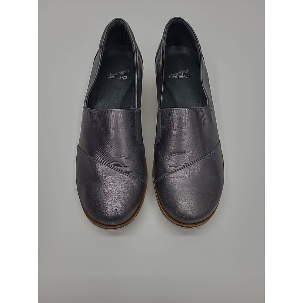 Dansko Julia Loafer Silver Shoes Women's Size 9 Leather Flats